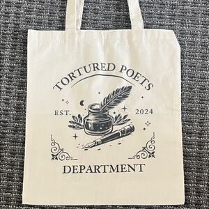 Canvas Tote Tortured Poets Department NEW Cream Shoulder Carry Bag Books Retro